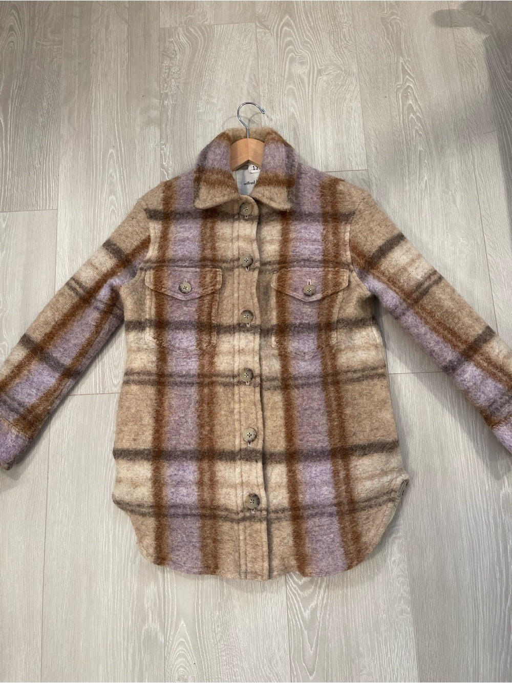 Wilfred Free The Ganna™ Utility Shirt Jacket Beige Purple Brown size XS